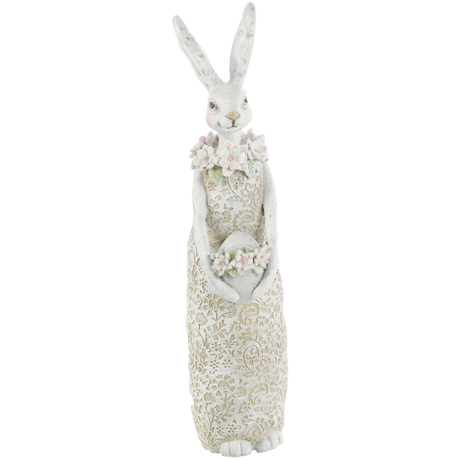 Coniglio di Pasqua Mascagni Casa in resina bianca 30x8x9 cm