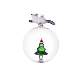 Pallina di Natale Ichendorf gatto soriano in vetro borosilicato 10,5 cm