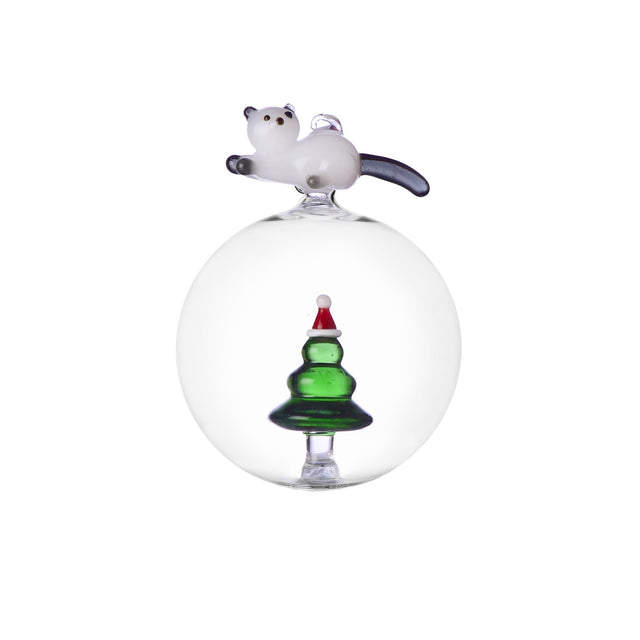 Pallina di Natale Ichendorf gatto soriano in vetro borosilicato 10,5 cm
