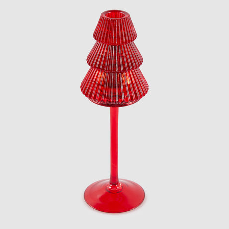 Portacandela Pino EDG in vetro rosso a forma di calice 25x8 cm