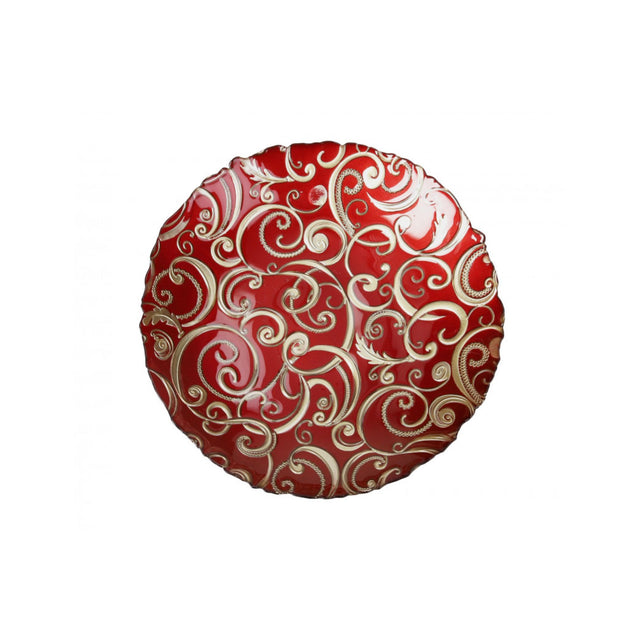 Ciotola Filo d'Oro Brandani in vetro rosso con decori dorati 30 cm