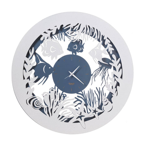 Orologio da parete Nettuno Arti e Mestieri in metallo design pesci 50 cm