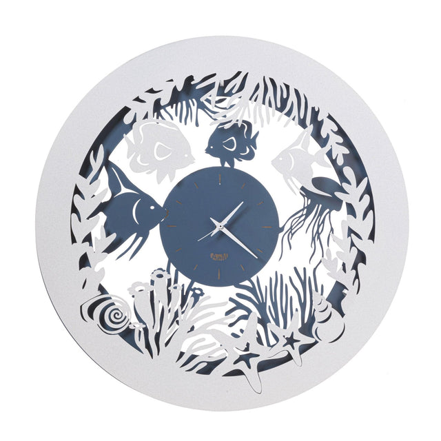 Orologio da parete Nettuno Arti e Mestieri in metallo design pesci 50 cm