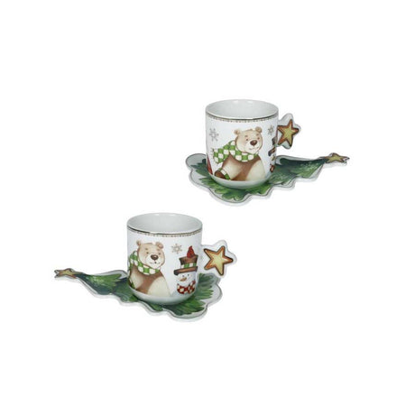 Set 2 tazzine caffè Racconti Brandani in porcellana con decori natalizi