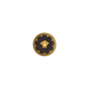 Piattino I Love Baroque Versace in porcellana nera e oro 10 cm