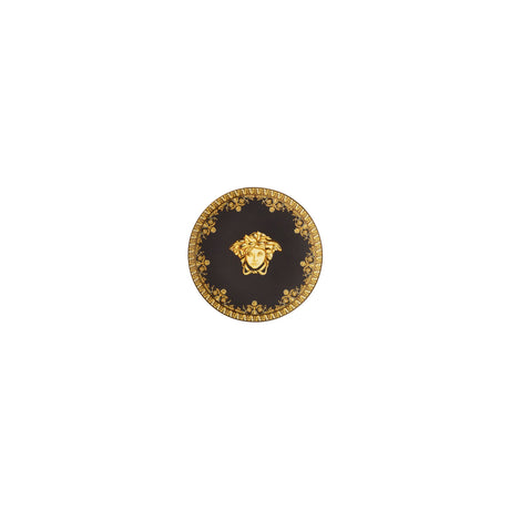 Piattino I Love Baroque Versace in porcellana nera e oro 10 cm