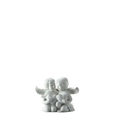 Coppia Angeli Cuore Rosenthal in porcellana bianca opaca 14x11x8 cm