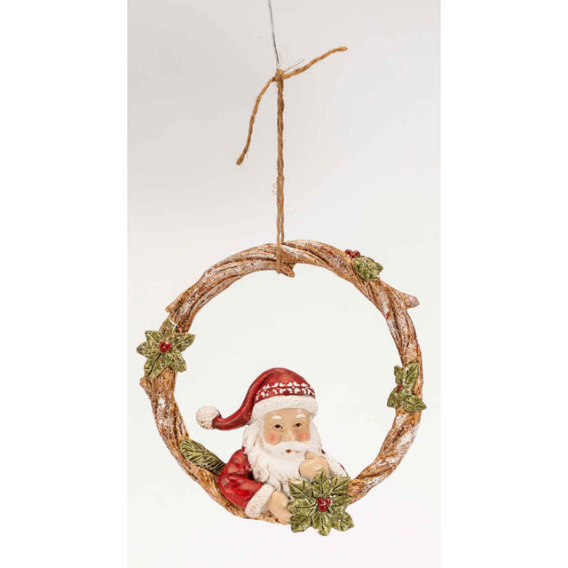 Pendaglio Babbo Natale con stella Noel in resina altezza 13 cm