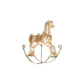 Cavallo a dondolo Timstor in poliresina color crema e oro 21x18 cm