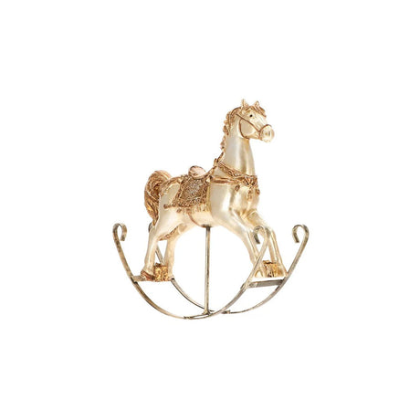 Cavallo a dondolo Timstor in poliresina color crema e oro 21x18 cm