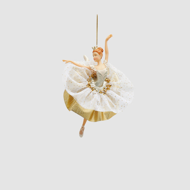 Addobbo ballerina EDG Enzo De Gasperi in bianco e oro 18 cm