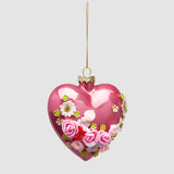 Cuore da appendere EDG in vetro con rose in rilievo 10 cm