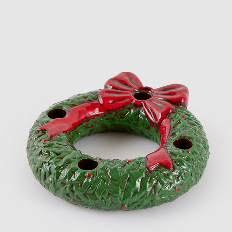 Portacandela ghirlanda EDG in ceramica decorata 22 cm