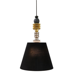 Lampada a sospensione Firefly Lladrò in porcellana bianca e nera 170x45 cm