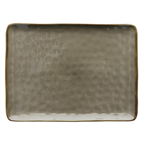 Vassoio Concerto Rose & Tulipani in stoneware con bordo dorato 36x26,5 cm