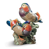 Scultura Anatre Mandarine Lladrò in porcellana lucida 47x34 cm
