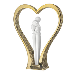 Scultura Coppia Cuore Bongelli Preziosi in metallo dorato 24 cm