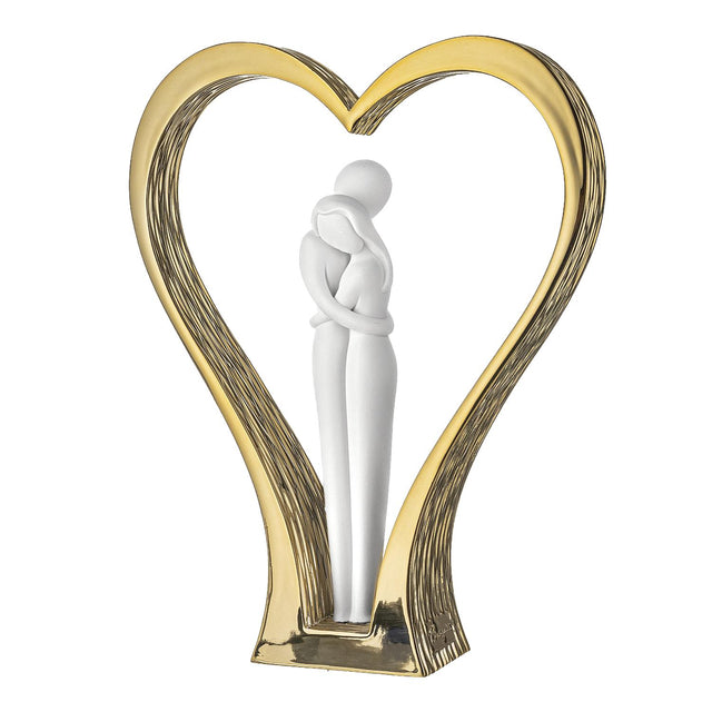 Scultura Coppia Cuore Bongelli Preziosi in metallo dorato 24 cm