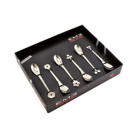Set 6 cucchiaini Cadeau Eme in acciaio inox lucido 112 mm assortiti