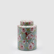Potiche rotonda EDG in ceramica con decoro rose e pettirossi 28x20 cm