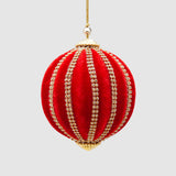 Pallina di Natale EDG in velluto rosso e oro a spicchi 10 cm