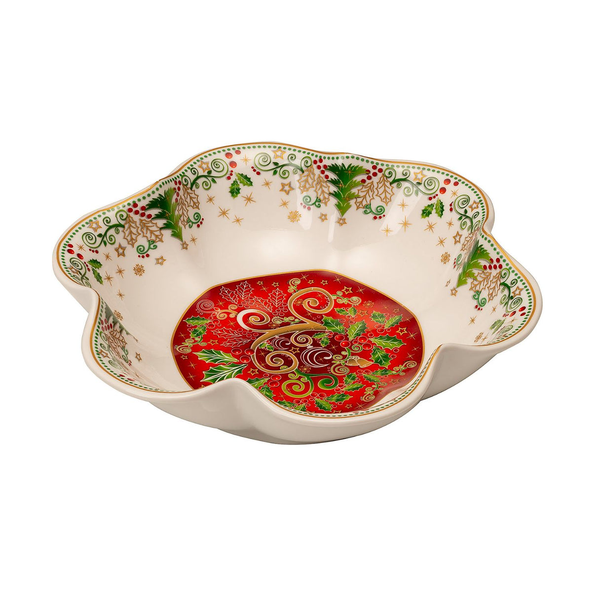 Pirofila Coppa Fiore Palais Royal in porcellana decoro natalizio 24 cm
