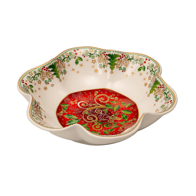 Pirofila Coppa Fiore Palais Royal in porcellana decoro natalizio 24 cm
