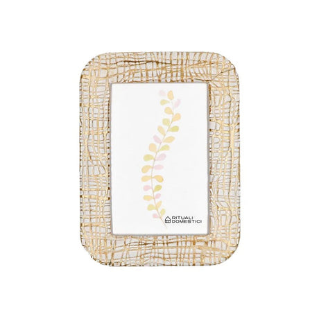 Portafoto Lino Rituali Domestici in resina bianco e oro 10x15 cm