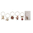 Segnabicchieri natalizi Noel in metallo multicolore set da 6 pezzi