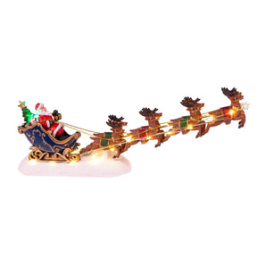 Slitta volante di Babbo Natale Bianchi Dino in resina con luci LED 31,5 cm