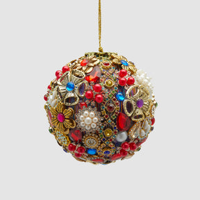 Pallina di Natale EDG in vetro con perle multicolore 10 cm