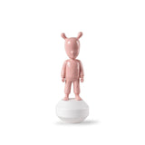 Scultura The Guest Lladrò in porcellana decoro rosa su base bianca 30x11 cm