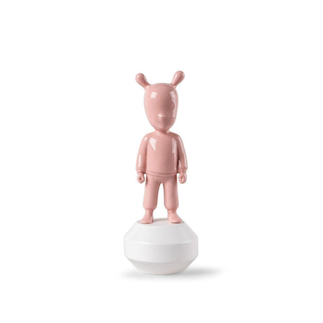 Scultura The Guest Lladrò in porcellana decoro rosa su base bianca 30x11 cm
