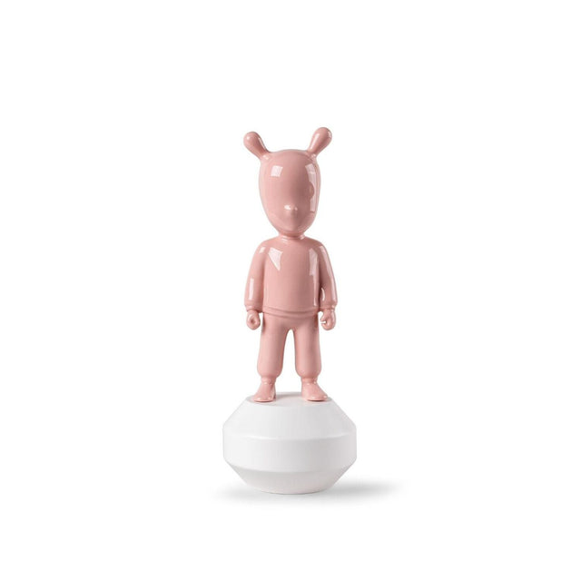Scultura The Guest Lladrò in porcellana decoro rosa su base bianca 30x11 cm