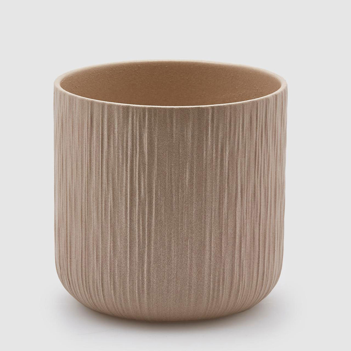 Vaso Gen EDG in ceramica color sabbia con lavorazione plissé 24x24 cm