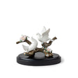 Scultura Colombe su Ciliegio Lladrò in porcellana decorata 11x14 cm