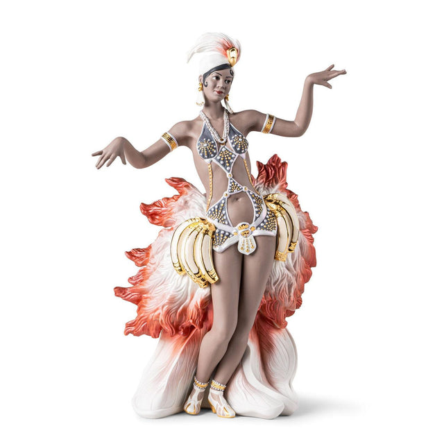 Scultura ballerina Dea d'Ebano Lladrò in porcellana decorata 52x36 cm