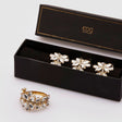 Set 4 portatovaglioli EDG in metallo oro con gemme diametro 4 cm