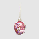 Uovo da appendere EDG in vetro decorato con rose in rilievo 8 cm