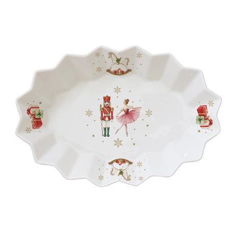 Ciotola ovale Magie de Noel Easy Life in porcellana con decori natalizi
