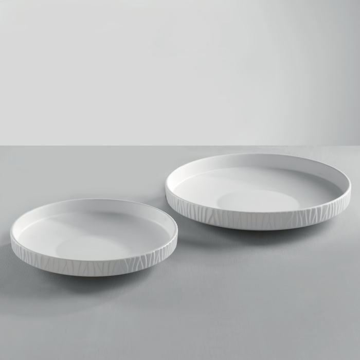 Set piatti decorativi Mascagni Casa in ceramica bianca 25,5 e 31 cm
