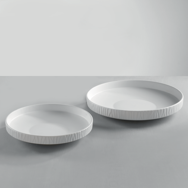 Set piatti decorativi Mascagni Casa in ceramica bianca 25,5 e 31 cm
