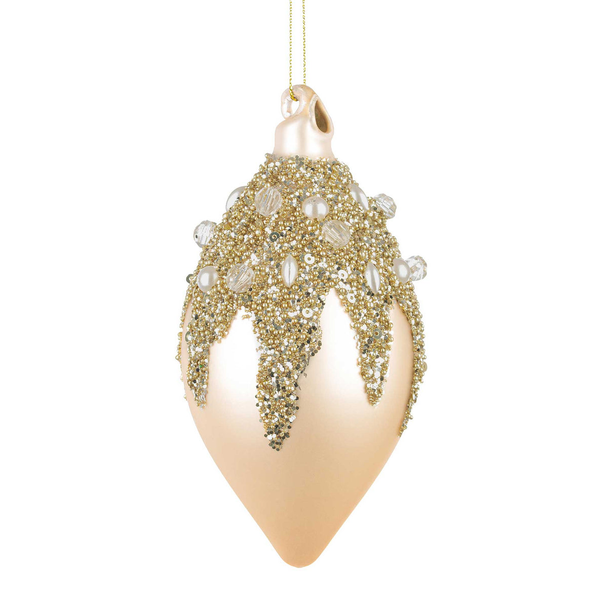 Addobbo natalizio fuso Bizzotto in vetro colore champagne 13 cm