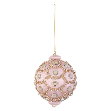 Sfera di Natale Bizzotto in stoffa rosa con brillanti 10 cm