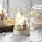 Bicchiere natalizio Mascagni Casa con Babbo Natale e luci LED 9x14 cm