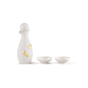 Set da soia Koi Lladrò in porcellana bianca opaca e smaltata 21x24 cm
