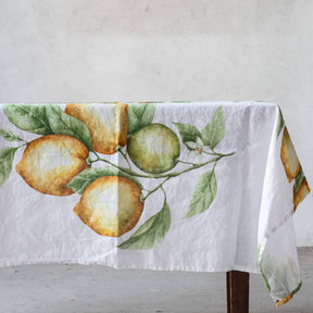 Tovaglia Limoni Simple Day in lino bianco 160x260 cm