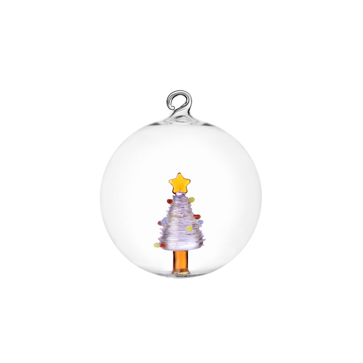 Pallina albero Natale Ichendorf in vetro borosilicato con albero rosa 8 cm