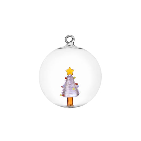 Pallina albero Natale Ichendorf in vetro borosilicato con albero rosa 8 cm