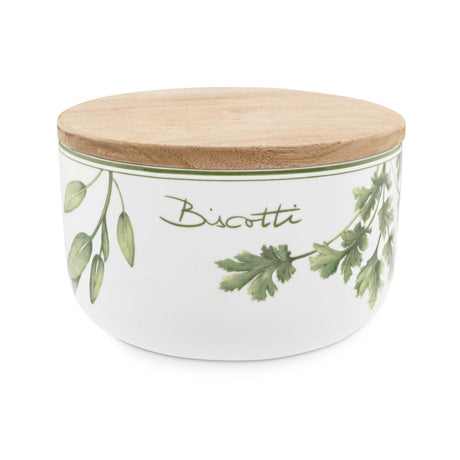 Biscottiera Coltivia La Porcellana Bianca con decoro erbe 20x12 cm